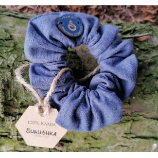 NATURALNA GUMKA SCRUNCHIE 100% RAMIA KOLOR NIEBIESKI