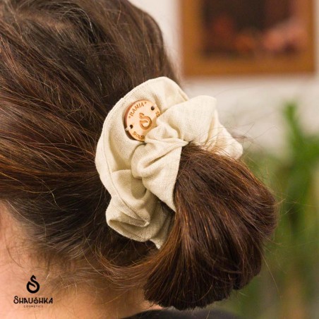 NATURALNA GUMKA SCRUNCHIE 100% RAMIA KOLOR ECRU