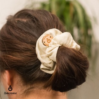 NATURALNA GUMKA SCRUNCHIE 100% RAMIA KOLOR ECRU