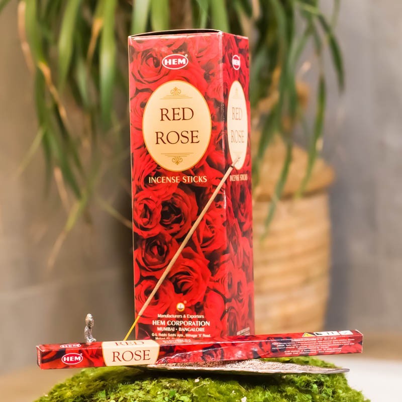 Naturalne kadzidełka CZERWONA RÓŻA RED ROSE (Incense Sticks HEM) opakowanie 8 szt