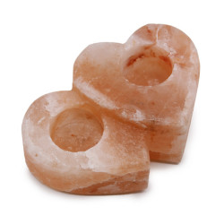 Świecznik z różowej soli | podwójne serce| waga ok 1kg