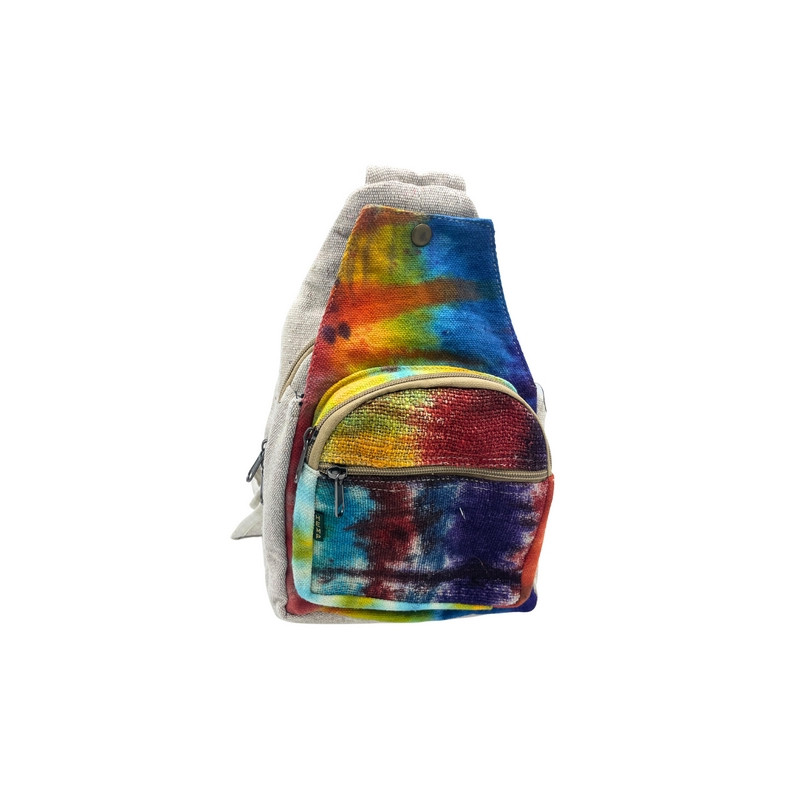 Kolorowy plecak z konopi Tie-Dye na jedno ramię z Nepalu