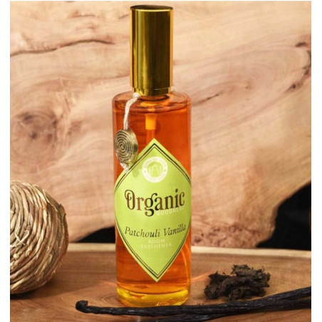 Luksusowy spray zapachowy z olejkiem eterycznym Wanilia & Paczuli 100 ml. Organic Goodness Song of India