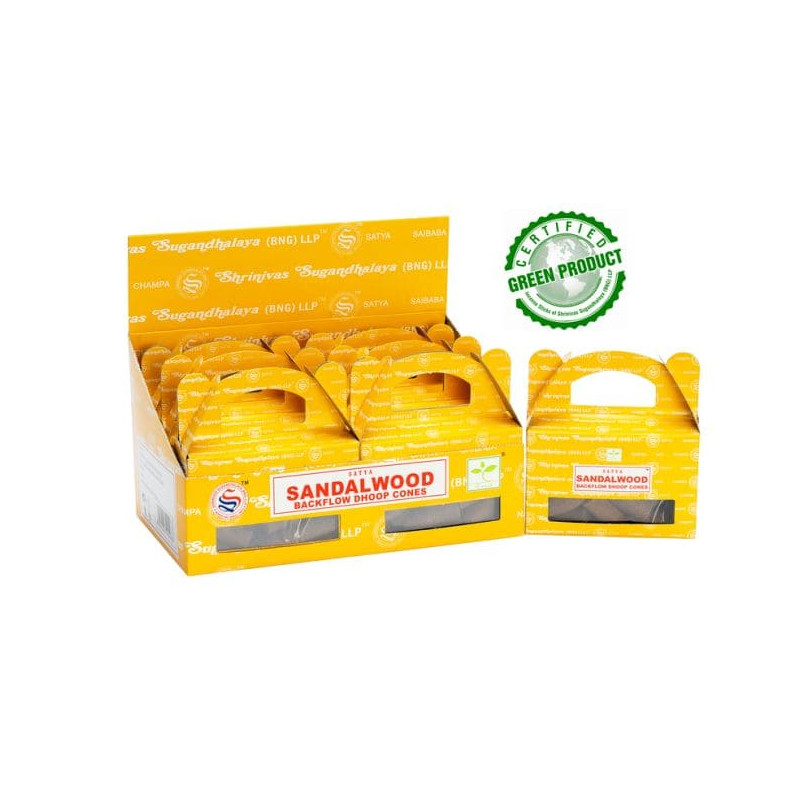 Kadzidełka backflow z opadającym dymem sandalwood Satya