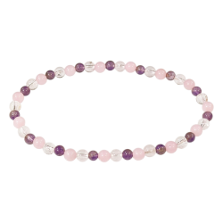 Bransoletka Ametyst, Kryształ Górski, Kwarc Różowy