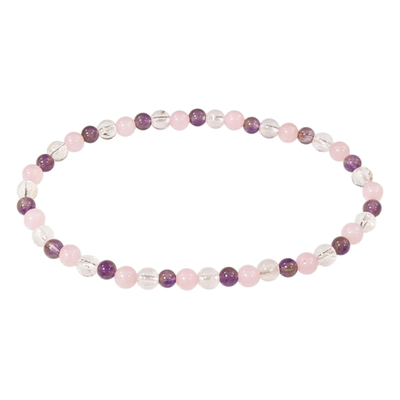 Bransoletka Ametyst, Kryształ Górski, Kwarc Różowy