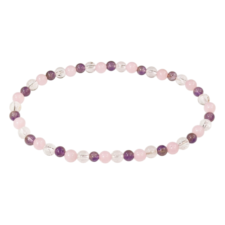 Bransoletka Ametyst, Kryształ Górski, Kwarc Różowy