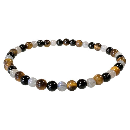 Bransoletka z kamieni naturalnych Labradoryt, Oko Tygrysa, Turmalin.