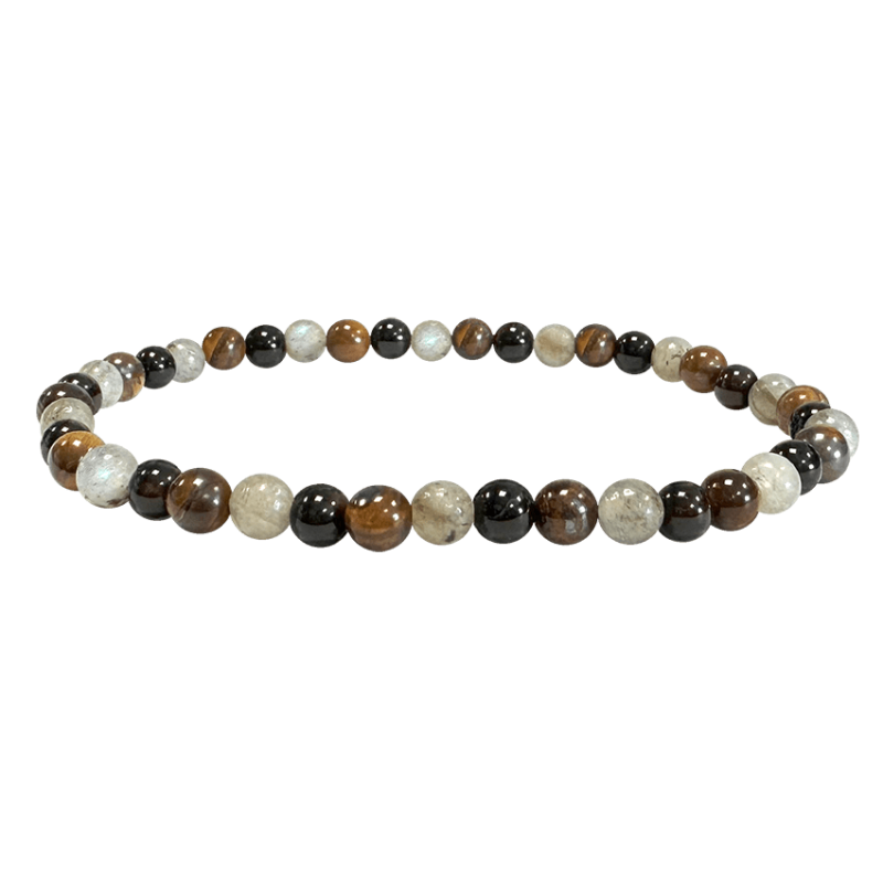 Bransoletka labradoryt, tygrysie oko, obsydian